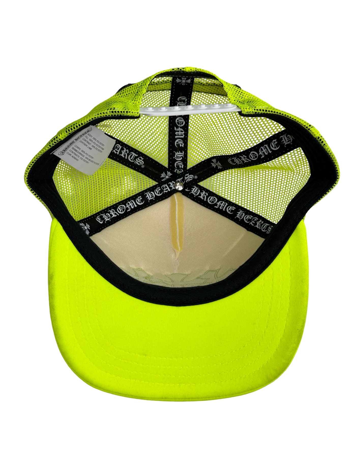 Chrome Hearts Cemetery Cross Trucker Hat Neon Yellow