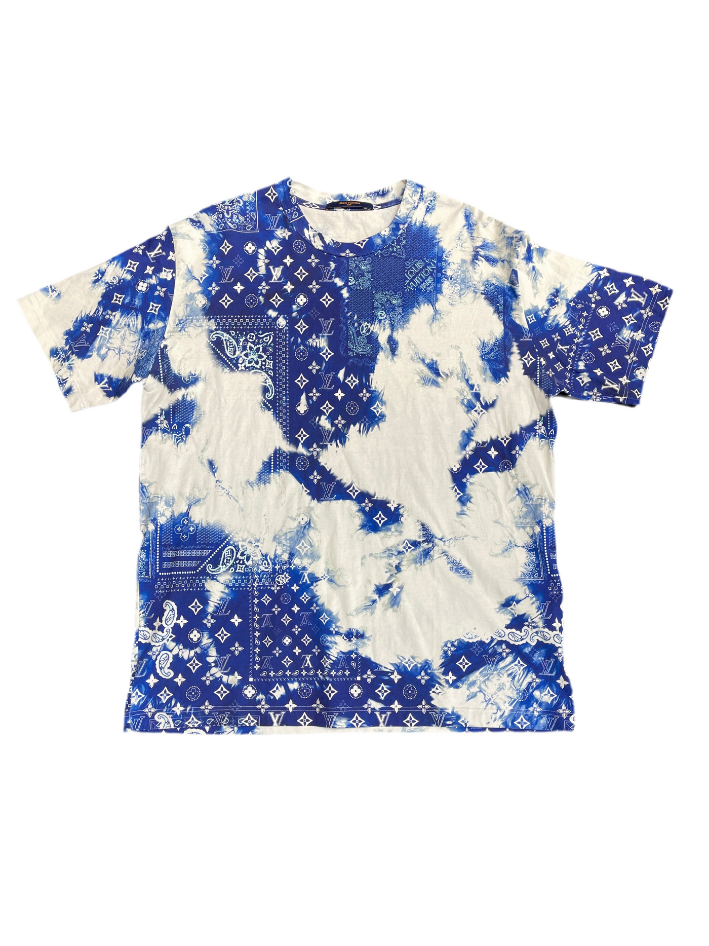 LV Monogram Paisley Print T-Shirt White Blue