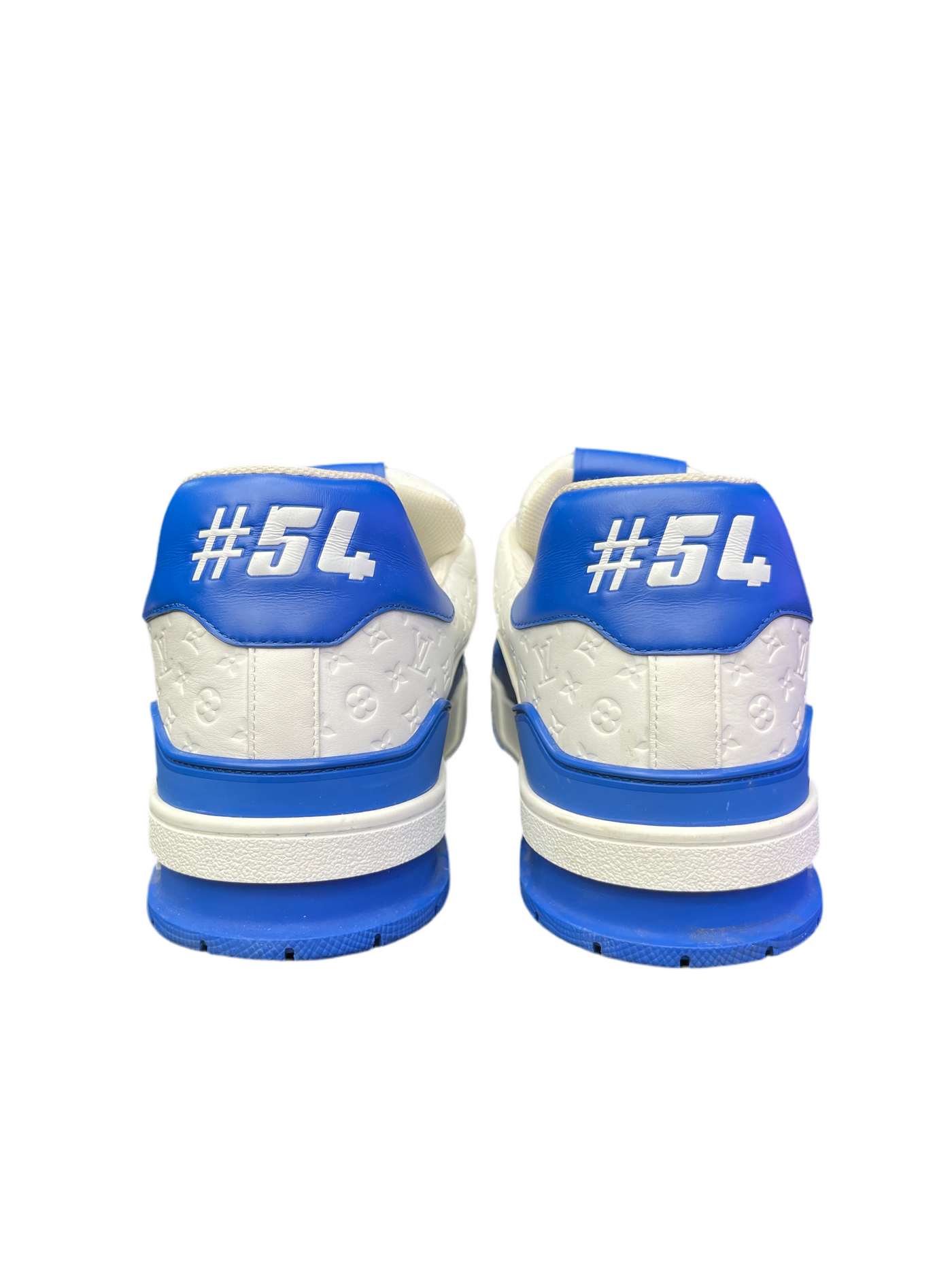 LV Trainer Monogram Blue White Script