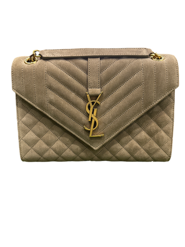 Saint Laurent Envelope Corduroy Suede Bag