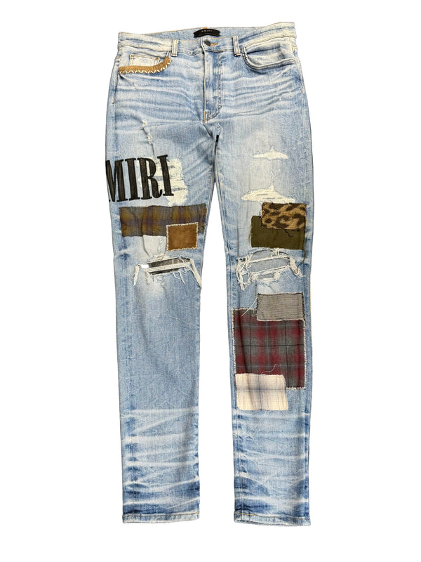 Amiri Grunge Patch In Medium Crafted Indigo Jeans