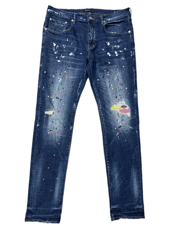 Purple Denim Repair Stitch Skinny Jeans