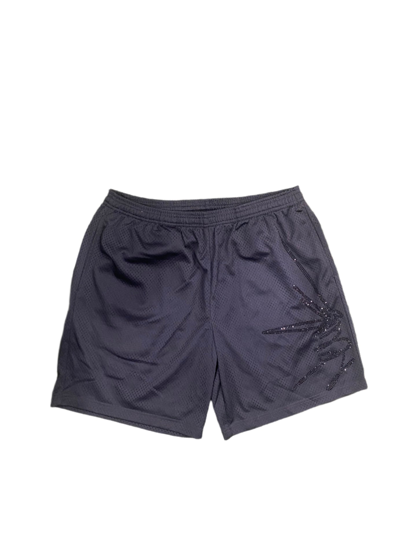 NewYrrk Black Basketball Shorts Side Logo w/ Black Crystal