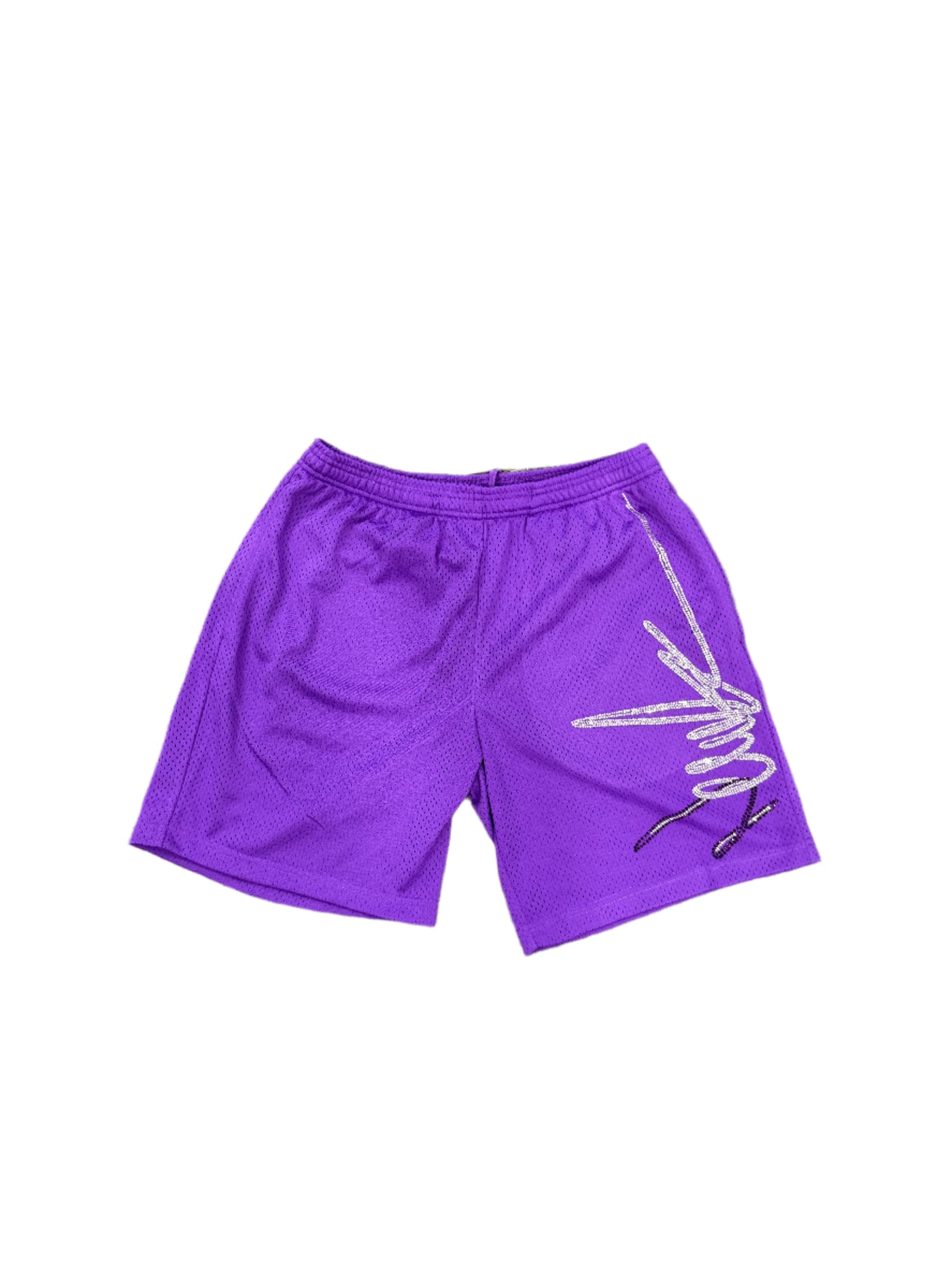 NewYrrk Purple Basketball Shorts Logo w/ White Purple Crystal