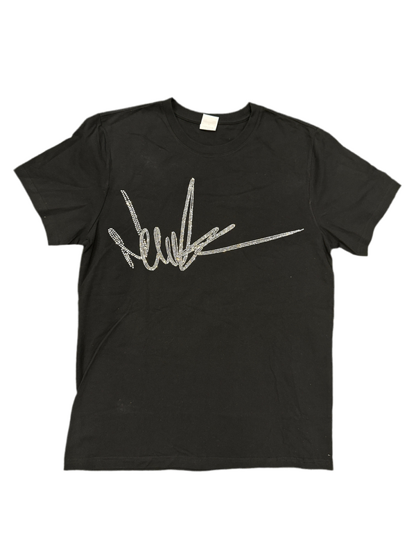 NewYrrk Black T-Shirt Center Logo w/ White Crystals