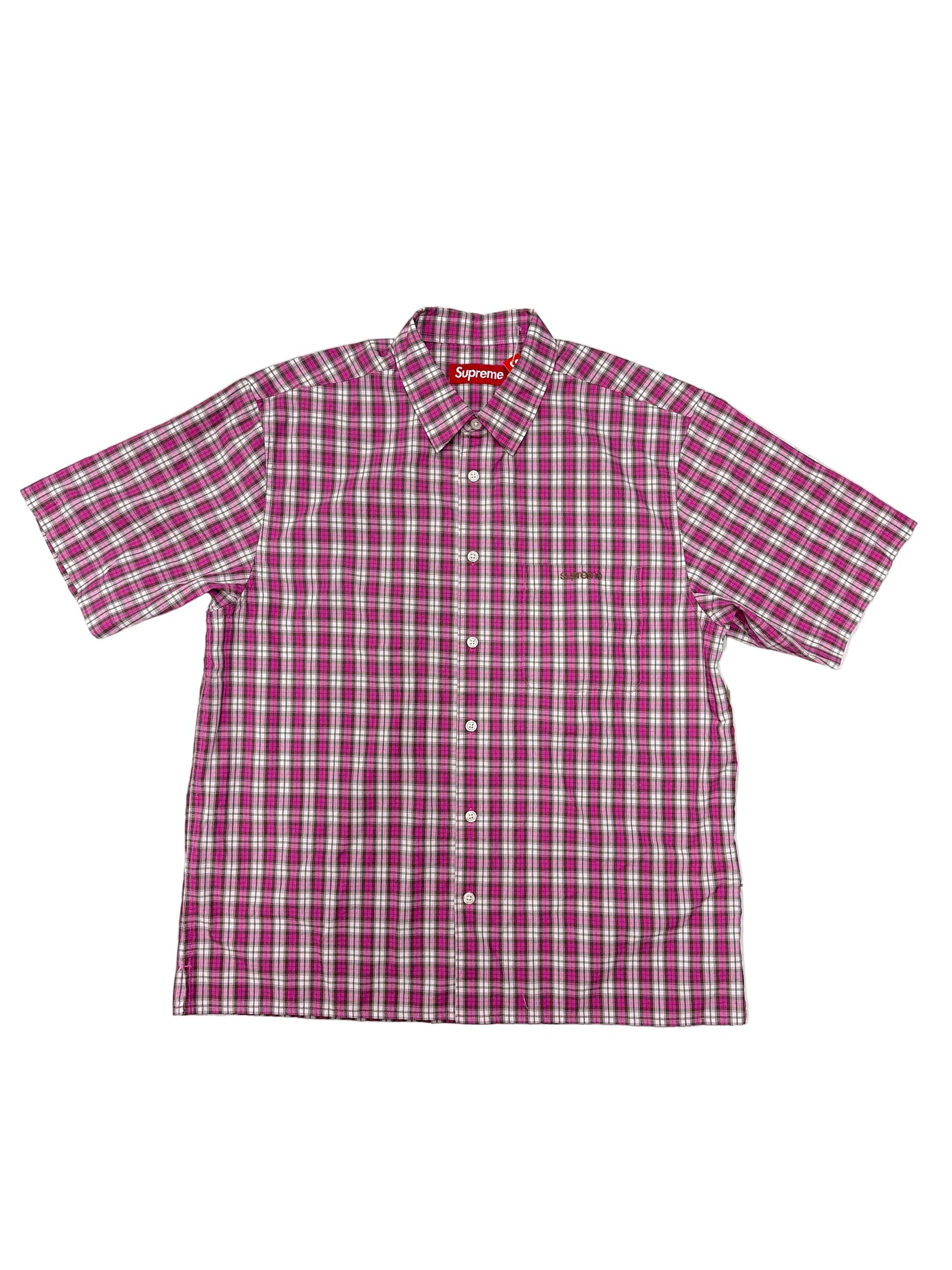 SS25 Supreme Mini Plaid S/S Shirt Pink