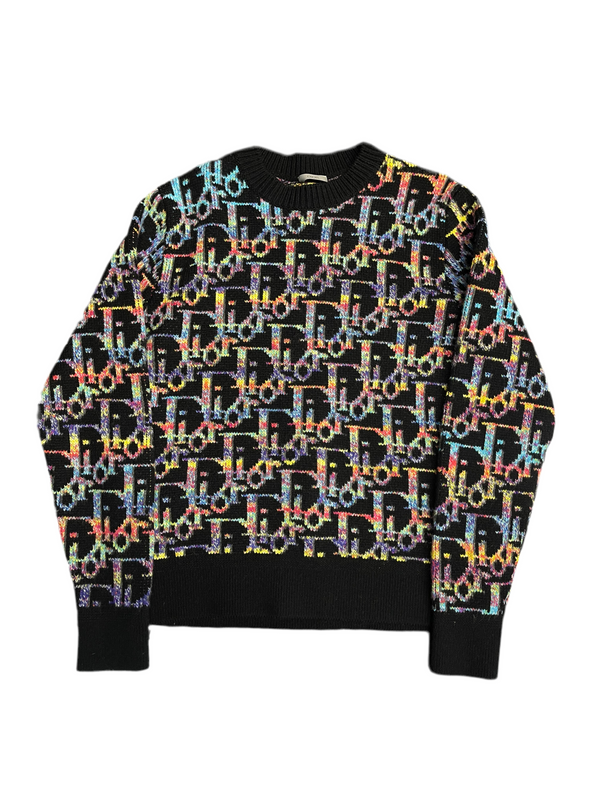 Dior Oblique Jacquard Knitted Pullover Black Multicolor