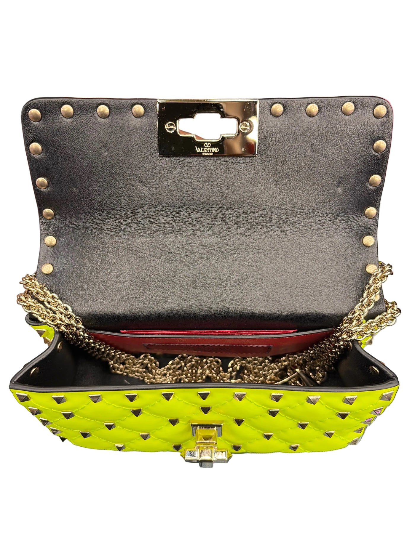 Valentino Rockstud Spike Mini Shoulder Bag Fluo Yellow