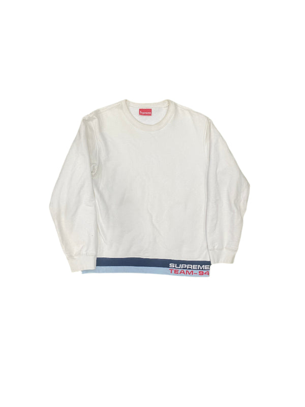 Supreme Rib Stripe Crewneck White