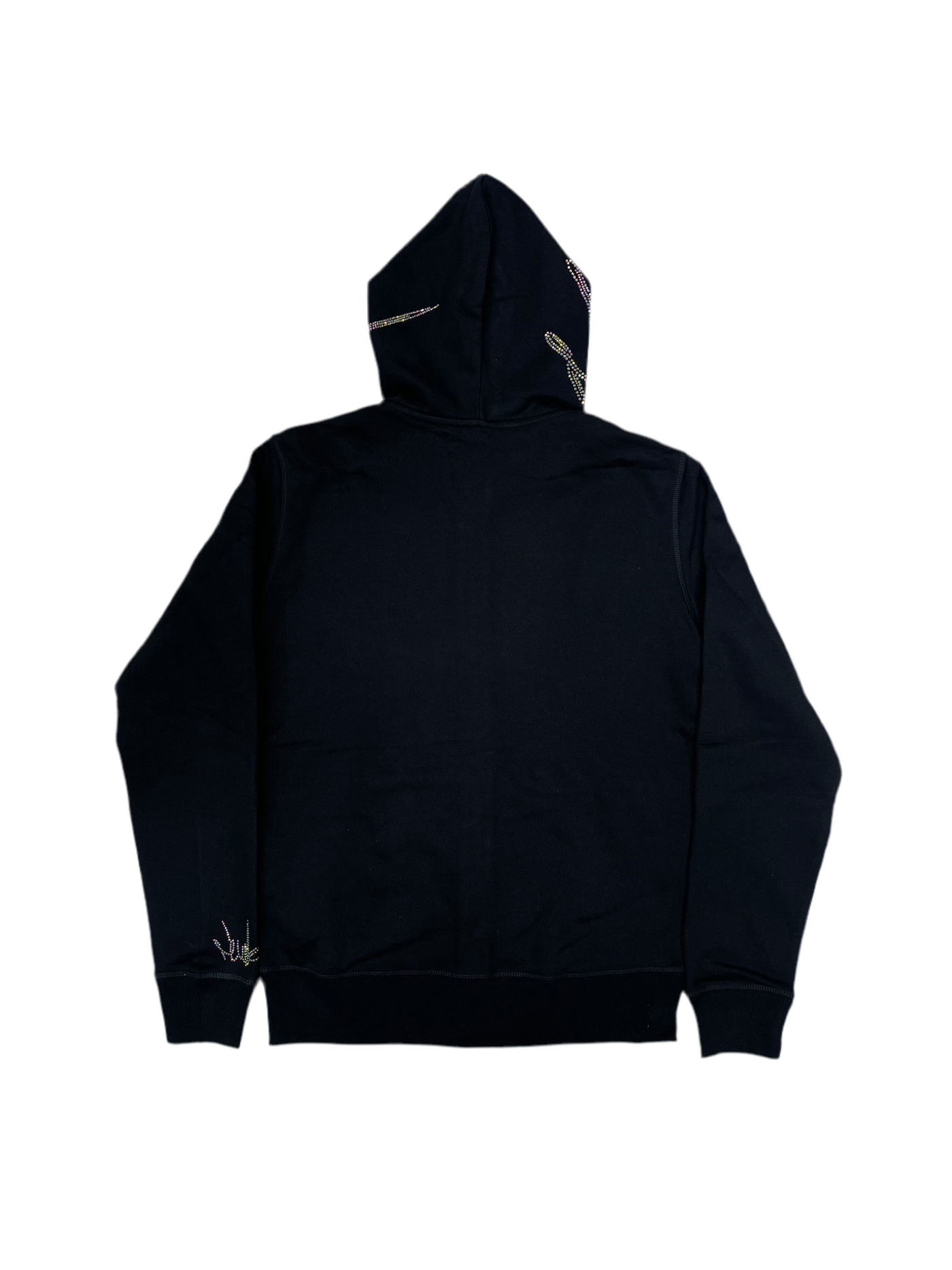 NewYrrk Black Zip-Up Hoodie w/ Rainbow Iridescent Crystal