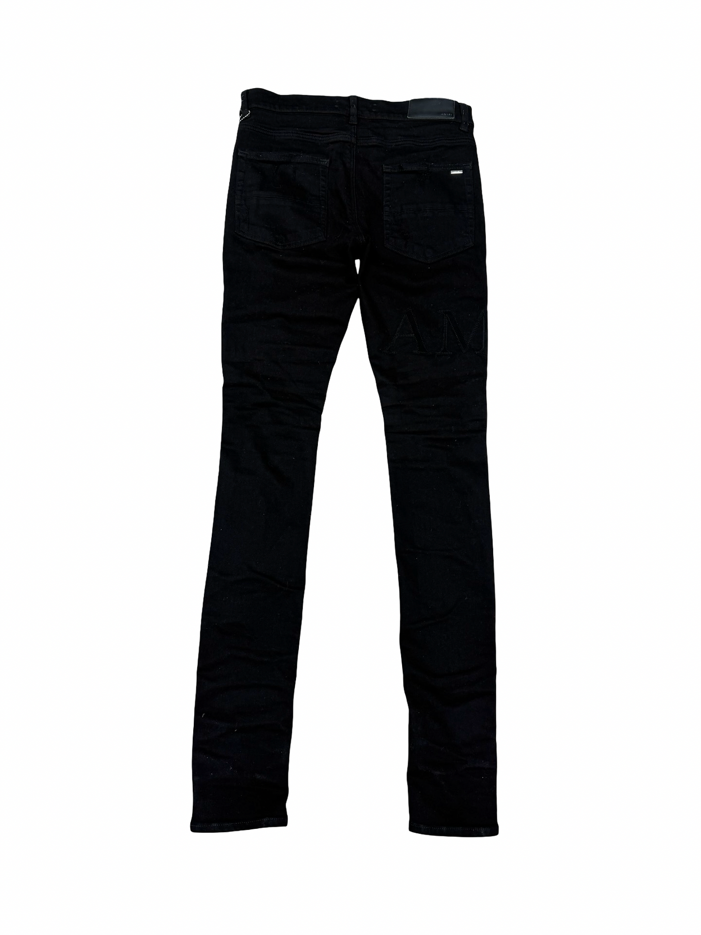 Amiri Suede Logo Applique Jeans Black