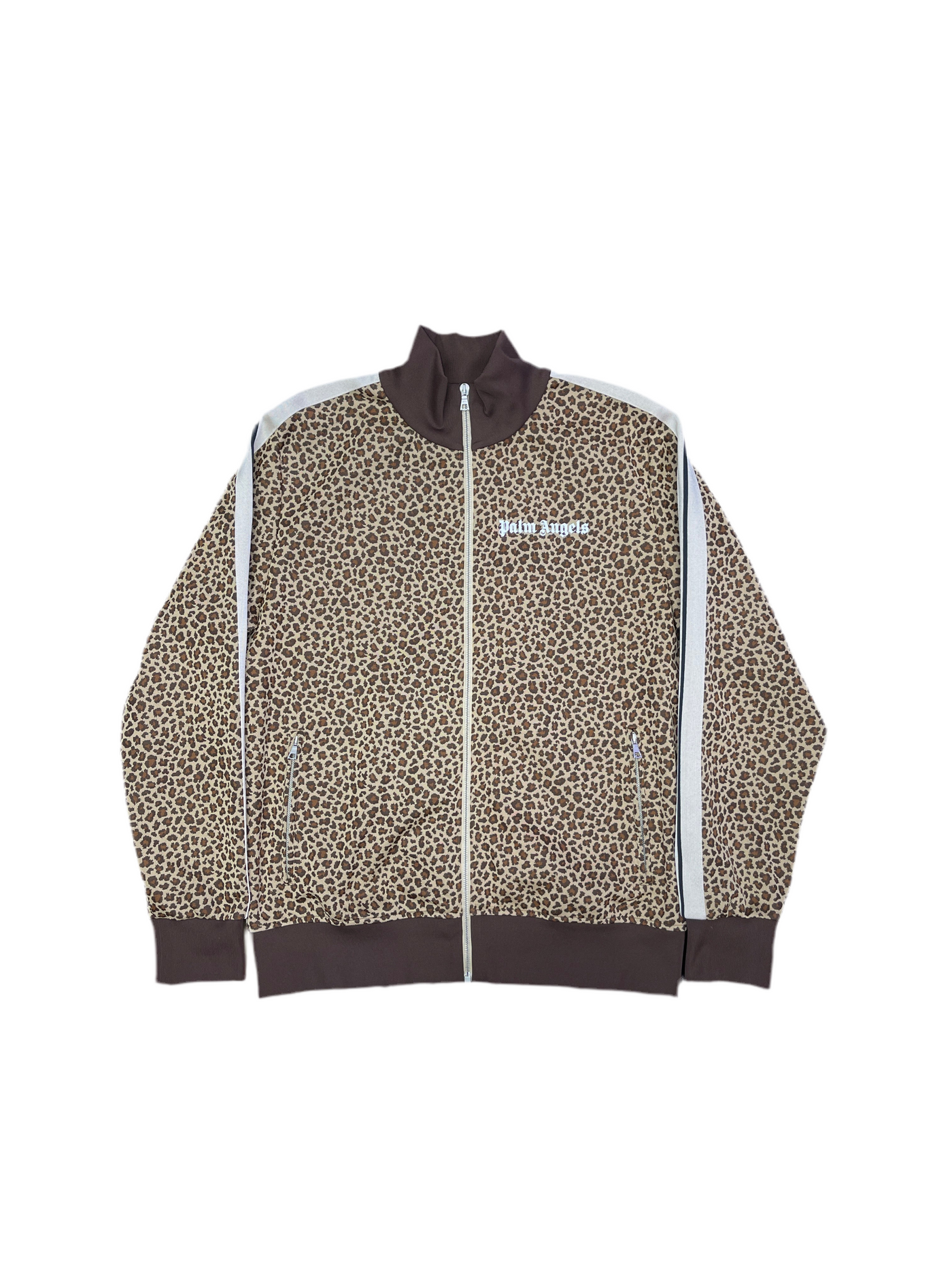 Palm Angels Leopard Jacquard Track Jacket Beige Off-White