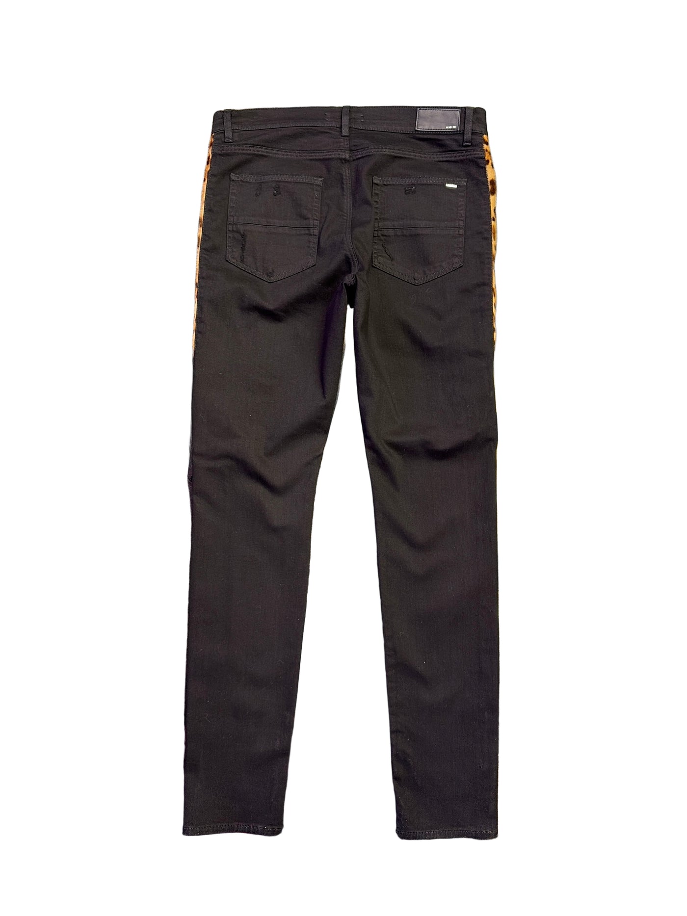 Amiri Leopard Half Track Broken Jeans