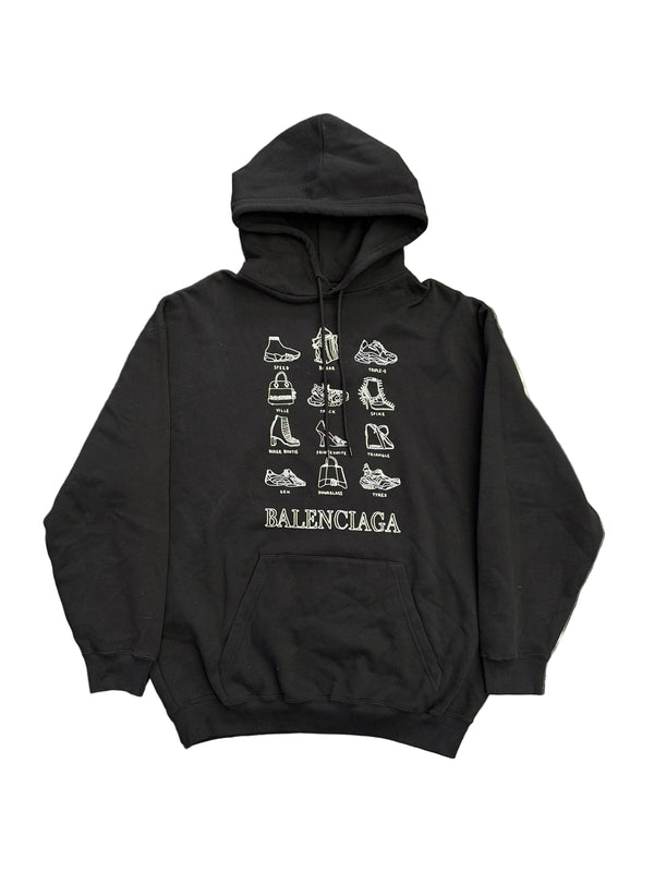 Balenciaga Catalog Logo Hoodie Black