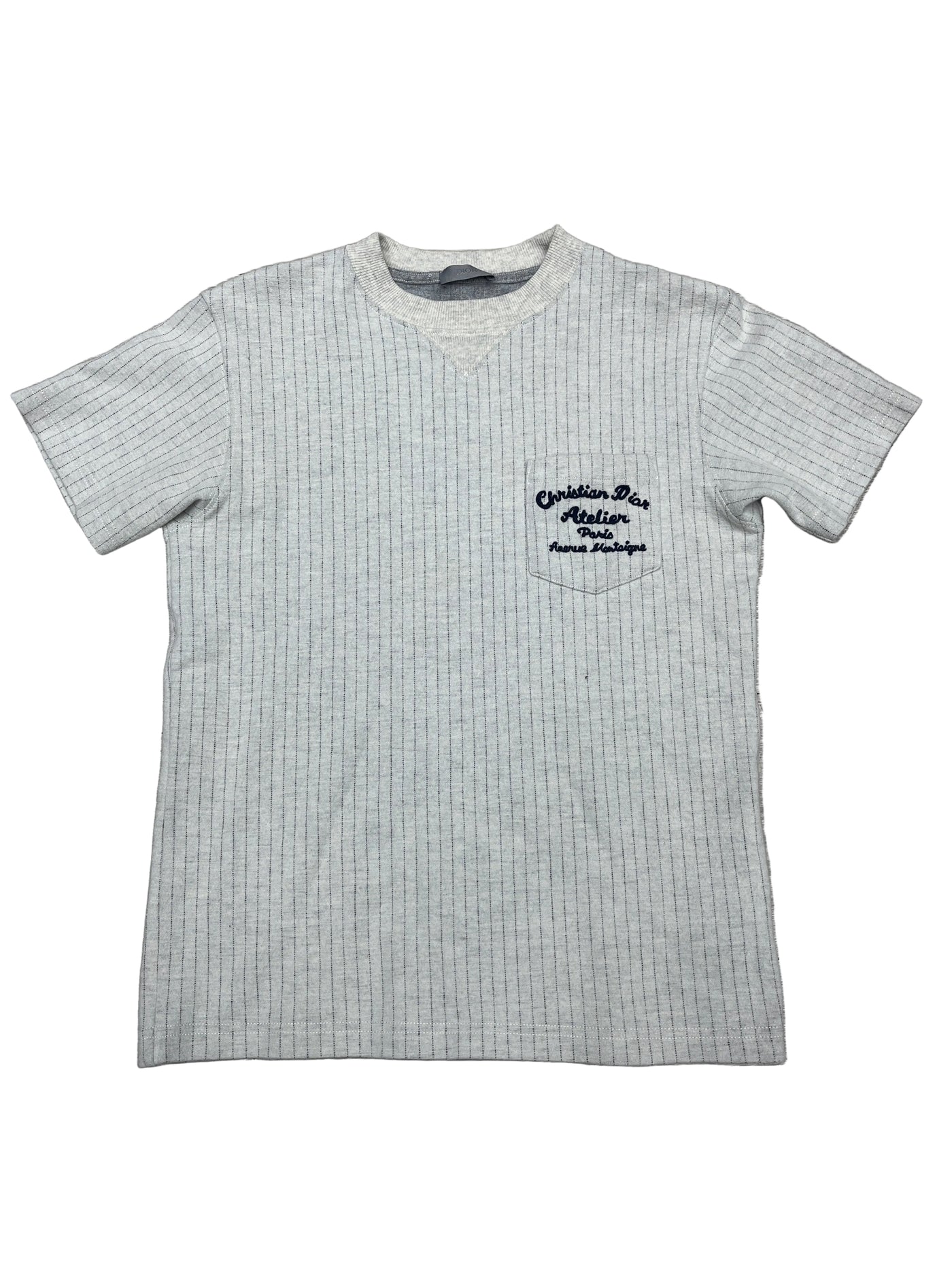 Dior Grey Pinstripe Atelier Embroidered T-Shirt