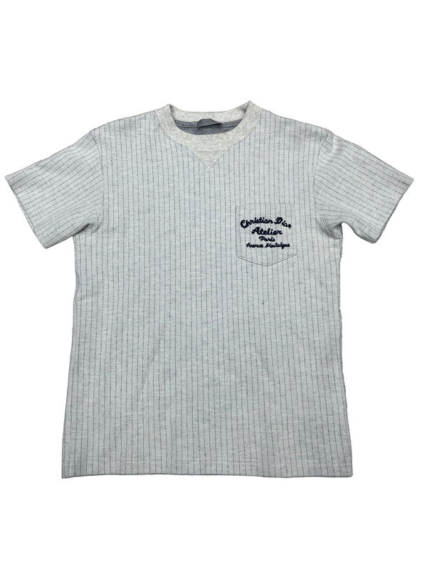 Dior Grey Pinstripe Atelier Embroidered T-Shirt
