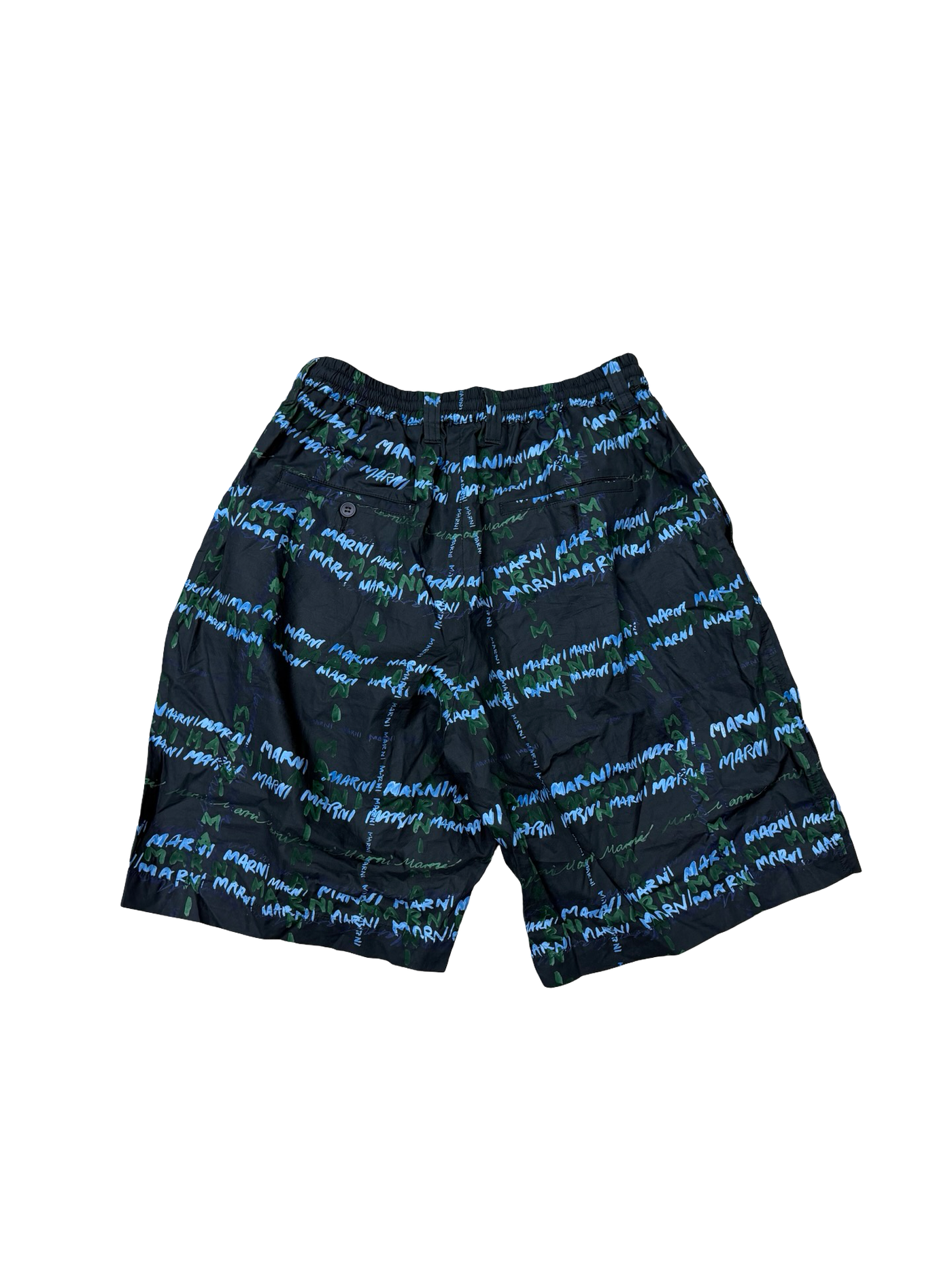Marni Logo Print Poplin Shorts Blue