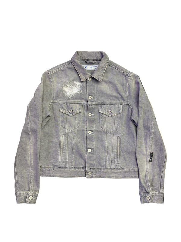 Off-White Scratch Arrows Denim Jacket Stone Grey
