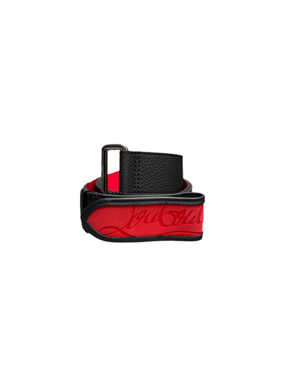 Christian Louboutin Vegan Leather Loubi Belt Black Red