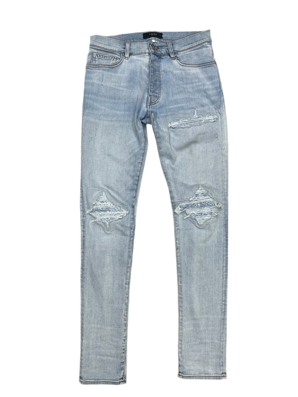 Amiri MX1 Distressed White Blue Patch