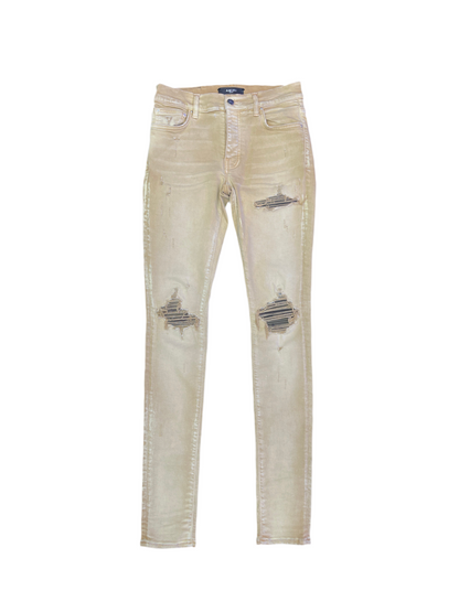 Amiri MX1 Camo Patch Beige Jeans