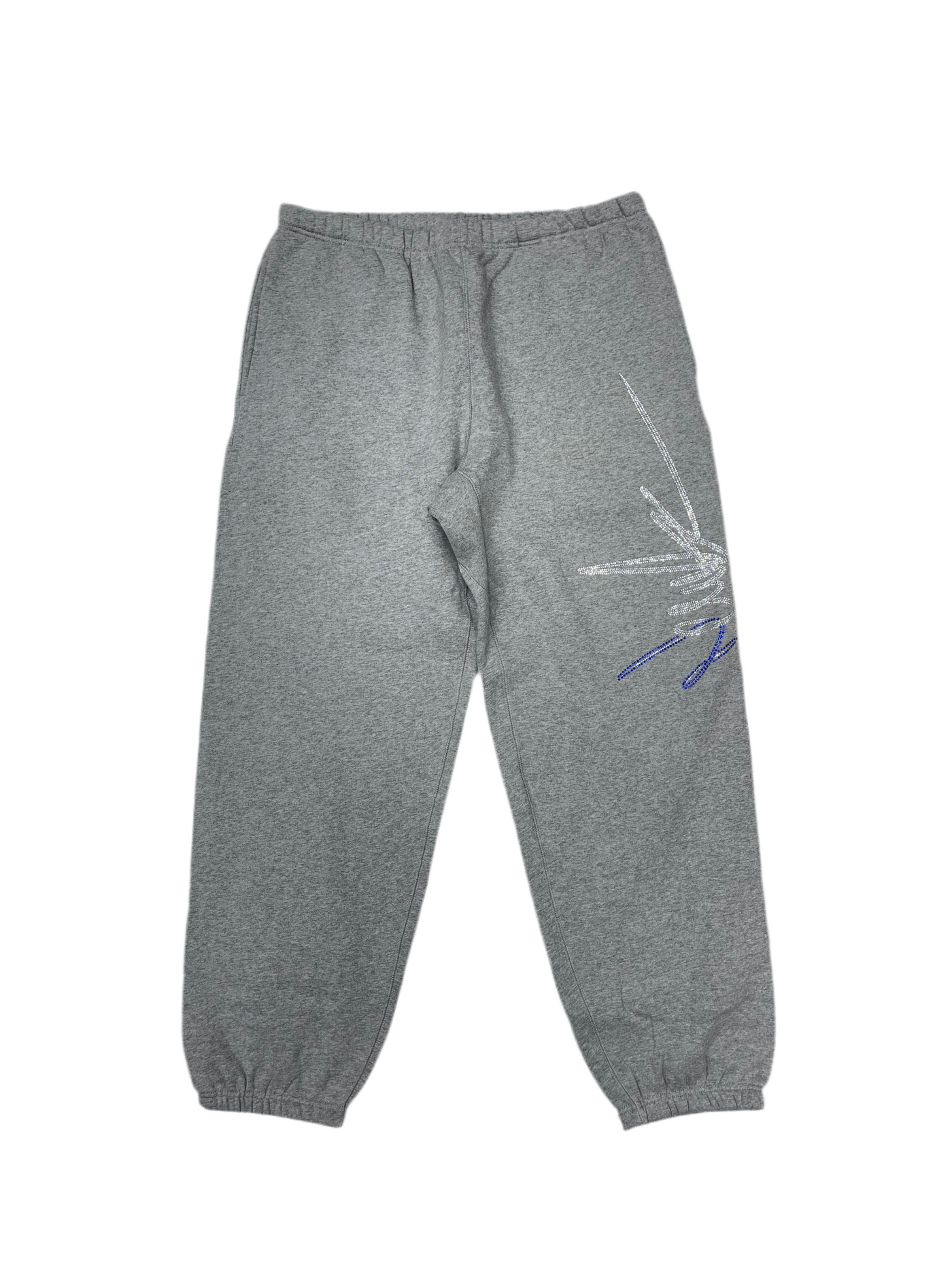 NewYrrk Gray Sweatpants w/ Blue White Crystal