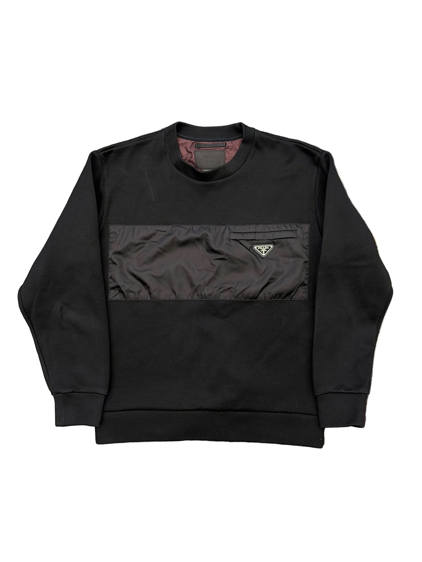 Prada Triangle Logo Nylon Patch Sweatshirt Black