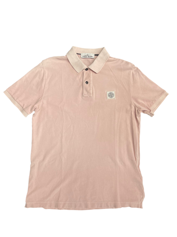 Stone Island Pique Polo T-Shirt Pink Rose