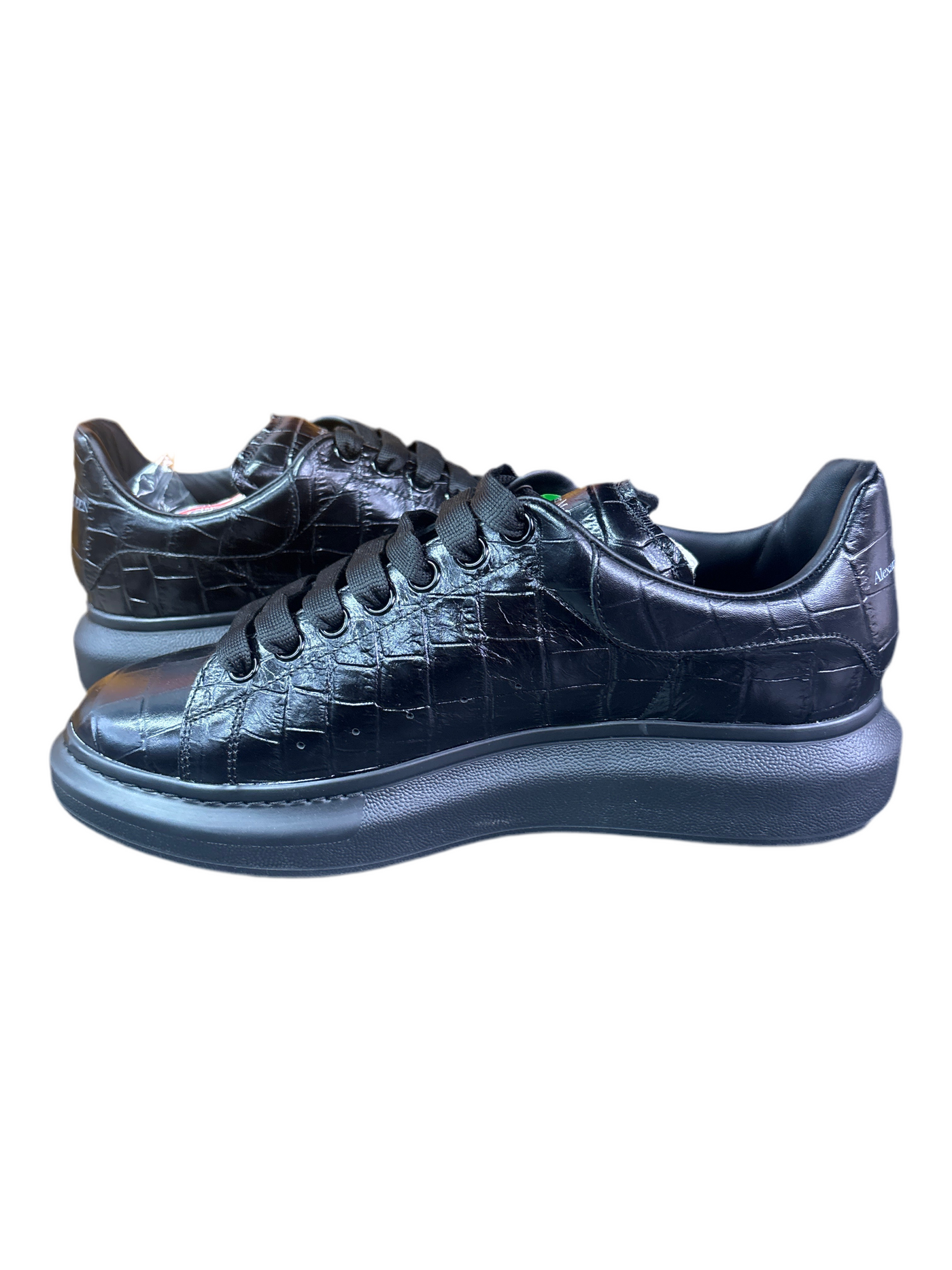 McQueen Platform Croc Embossed Leather Sneakers