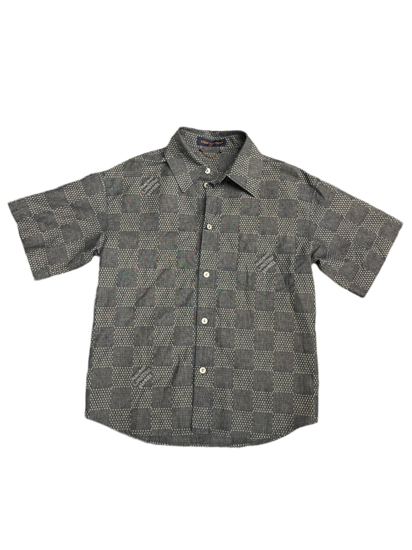 LV Damier S/S Denim Shirt Light Blue