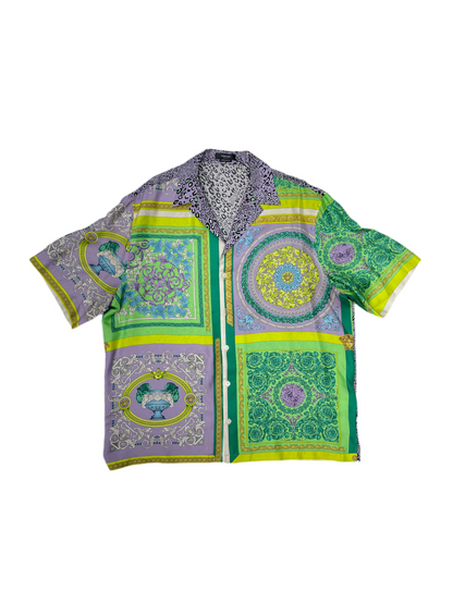 Versace Barocco Mosaic Print Silk Shirt Multicolor