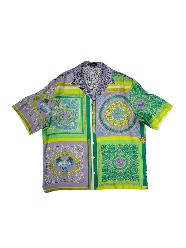 Versace Barocco Mosaic Print Silk Shirt Multicolor