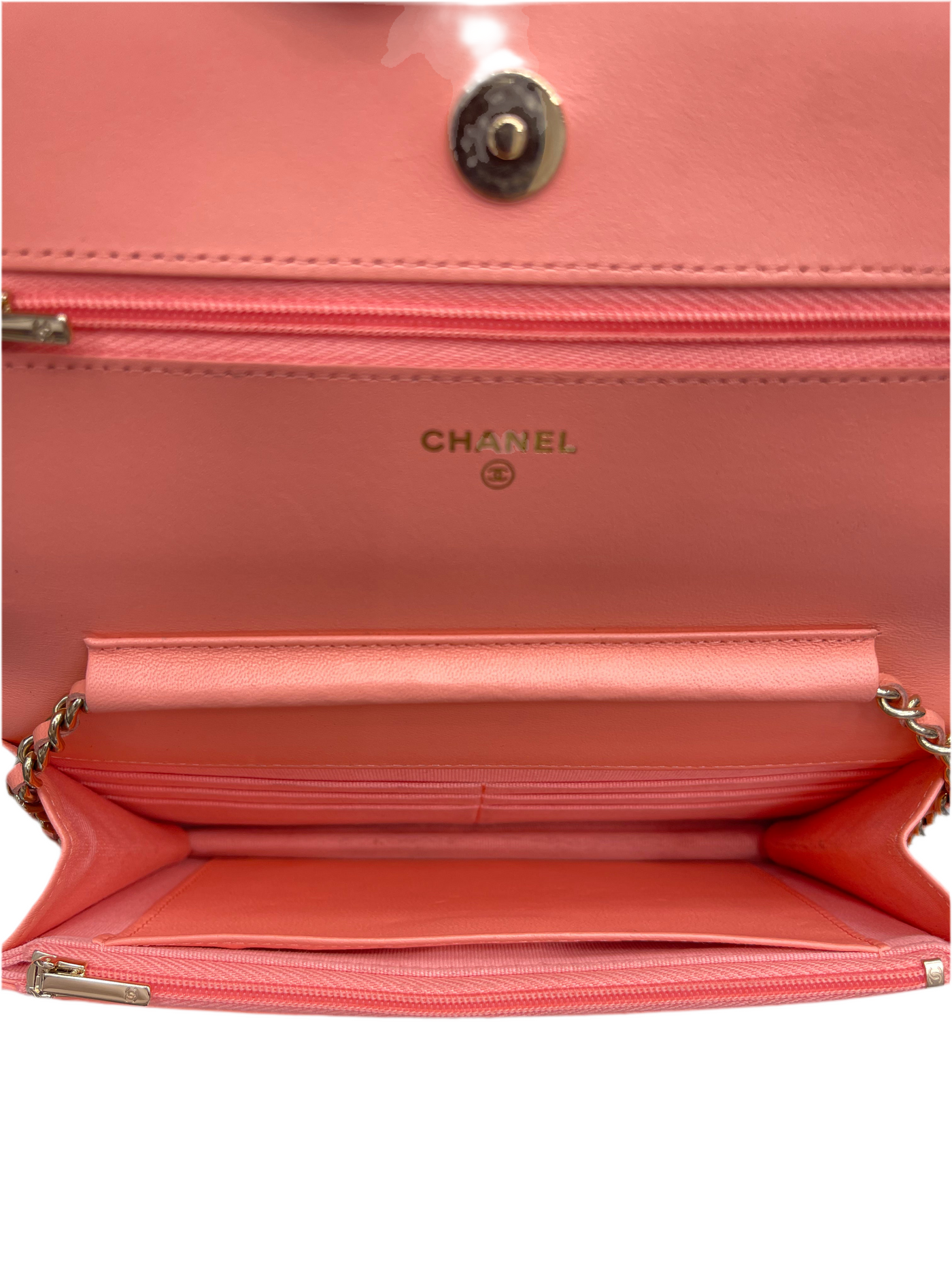 Chanel Quilted Wallet On Chain Coral Pink