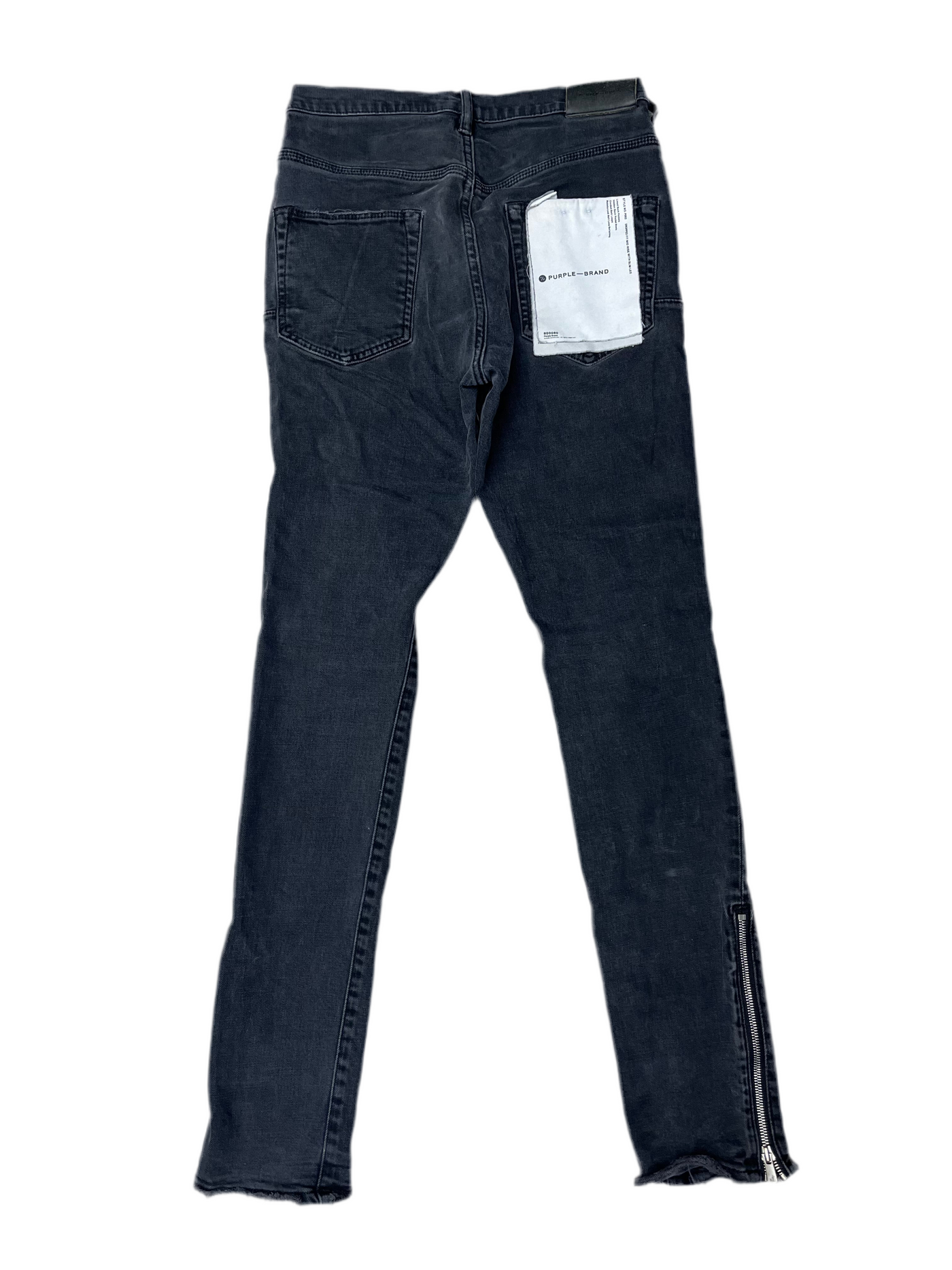 Purple Distressed Patches Slim-Fit Jeans Blackwash