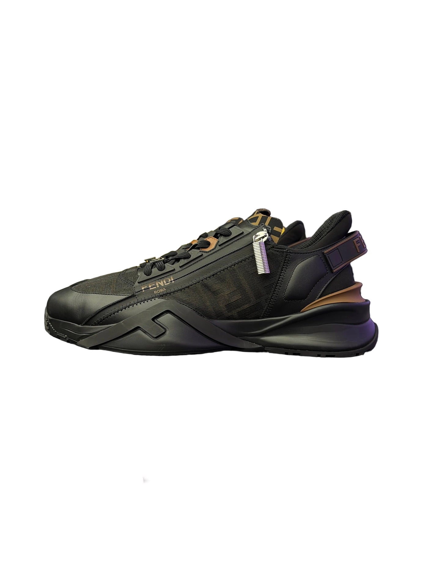 Fendi Flow FF Jacquard Low Top Trainer Black Brown