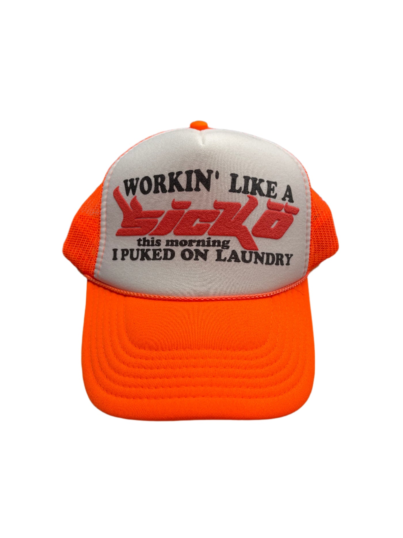 Sicko Laundry Trucker Hat Neon Orange White