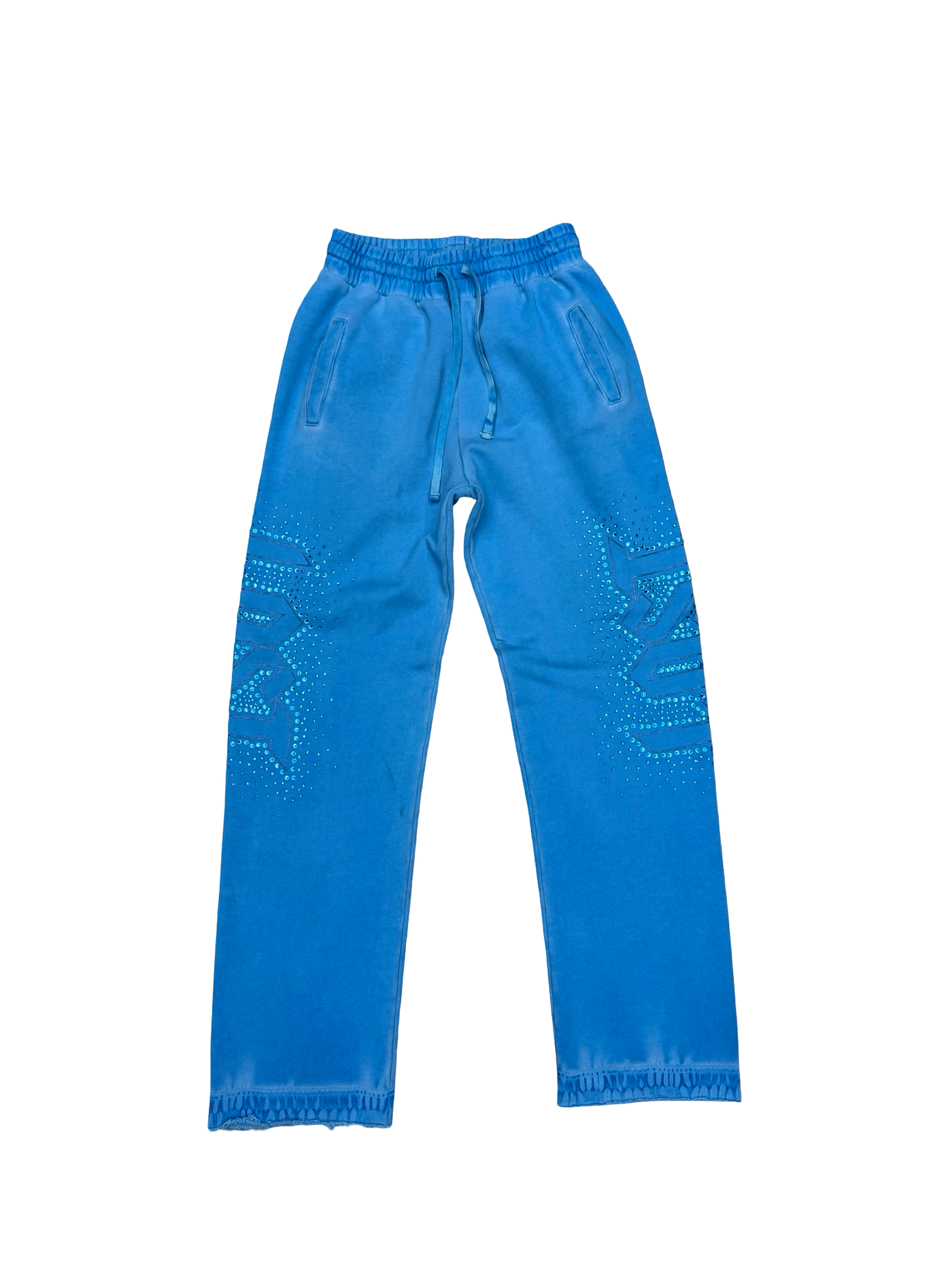 Lost Intricacy Blue Flared Rhinestones Sweatpants