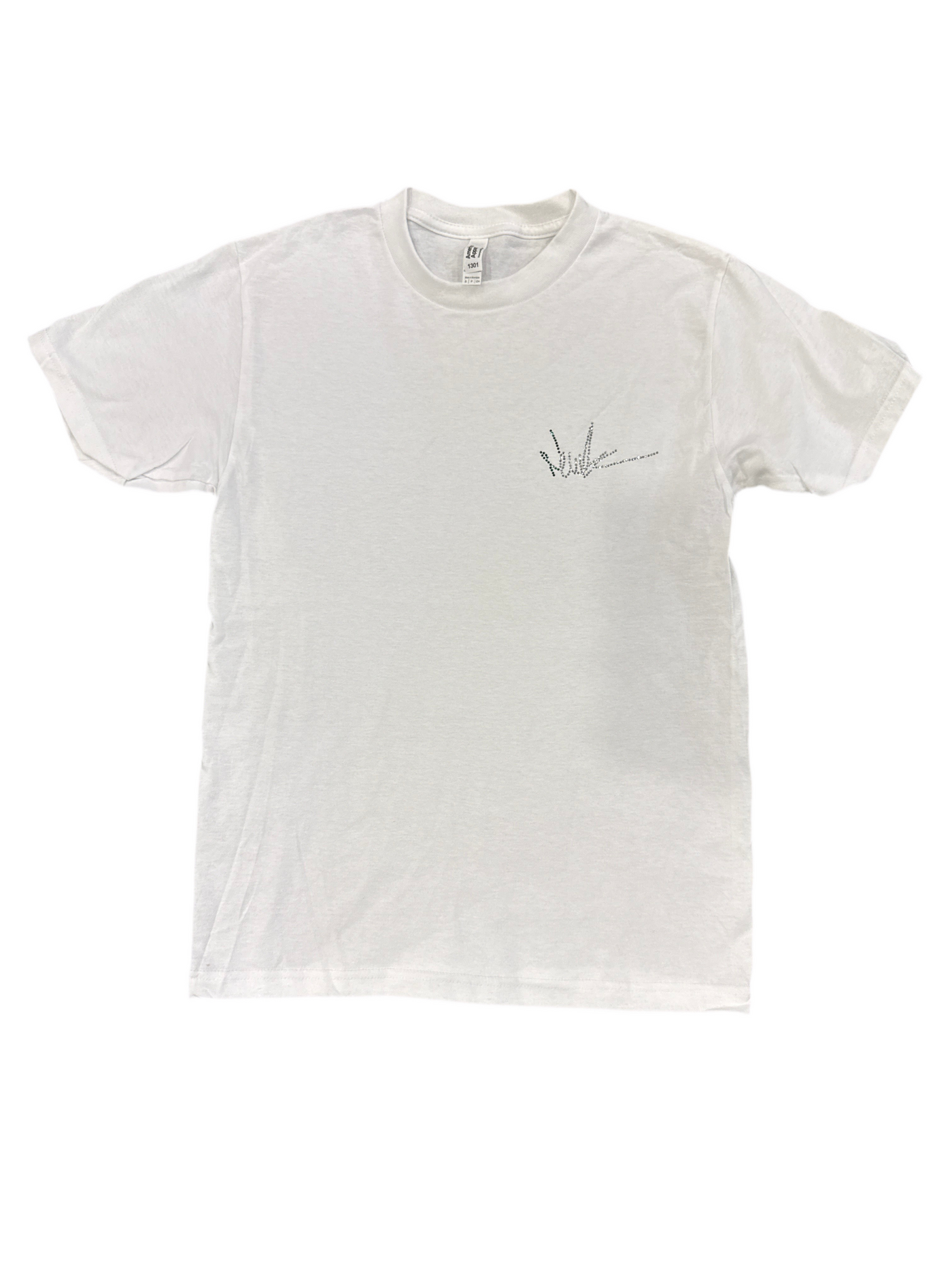 NewYrrk White T-Shirt Small Logo w/ Green Crystal