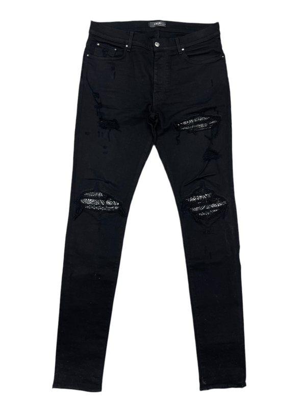 AMIRI MX1 Paisley Patch Jeans Black