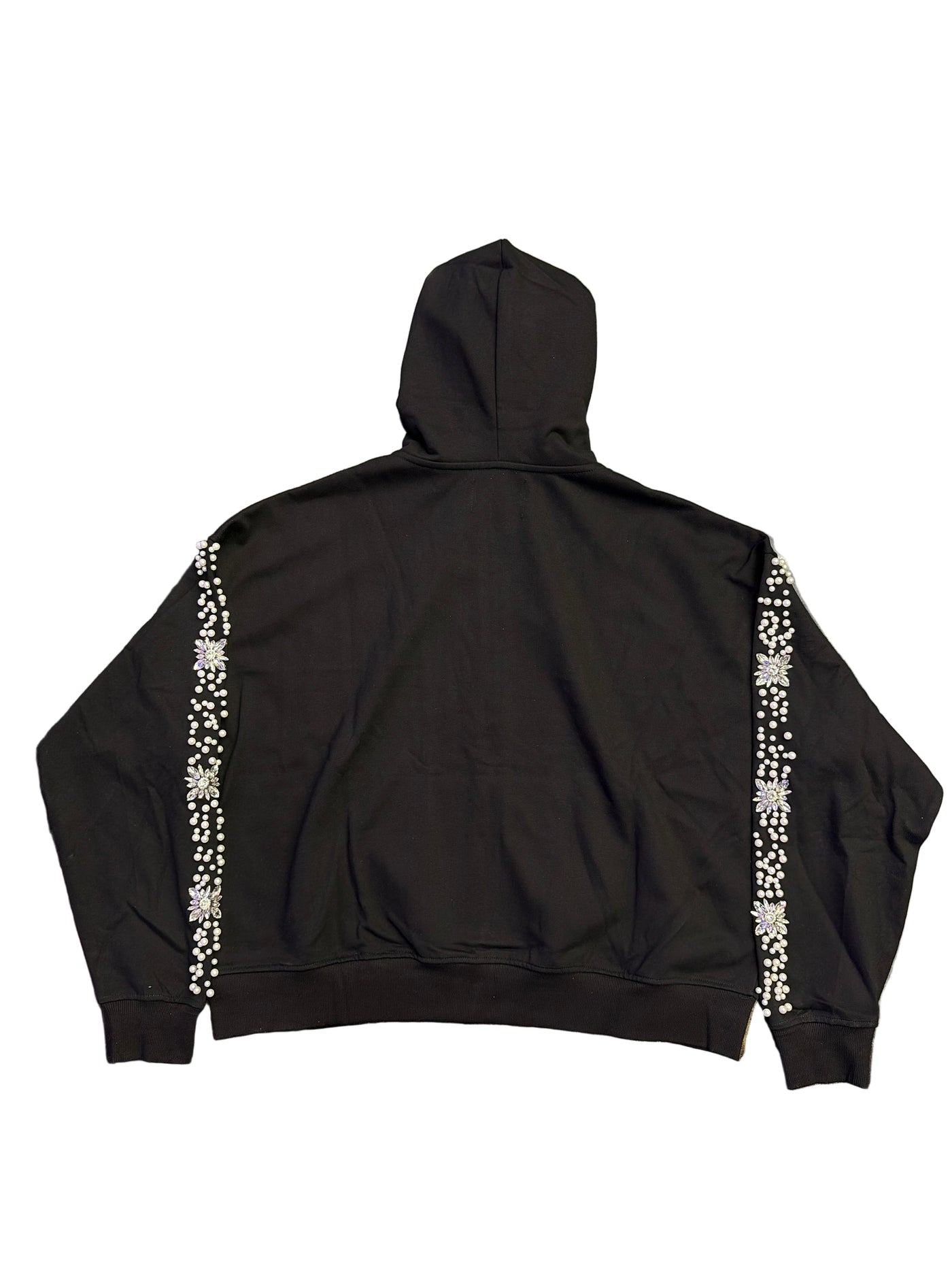 Fraternal Desires Rhinestone Zip-Up Hoodie Black