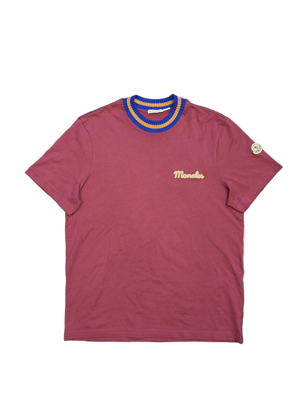 Moncler Logo Embroidered T-Shirt Goth Red