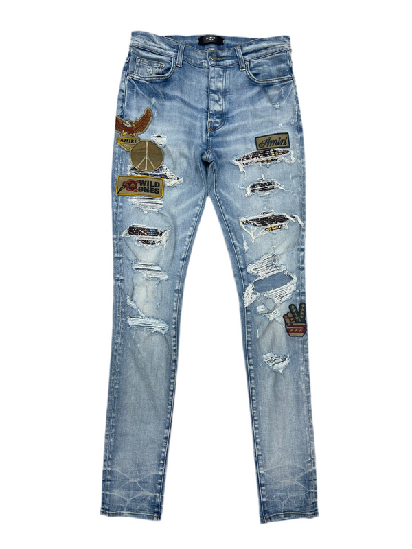 AMIRI Biker Patch Jeans Clay Indigo