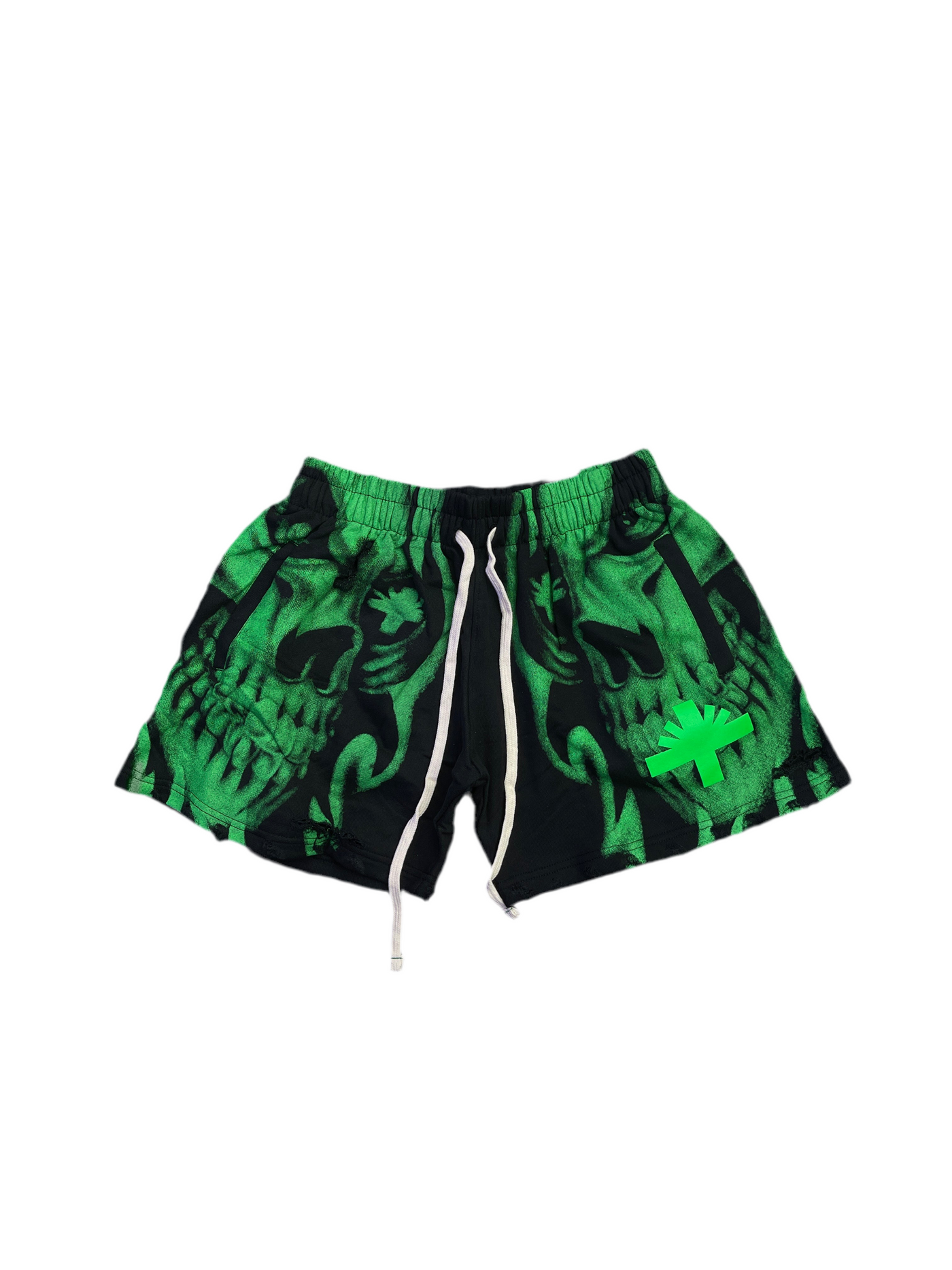 Vertabrae Skull Shorts Black Green