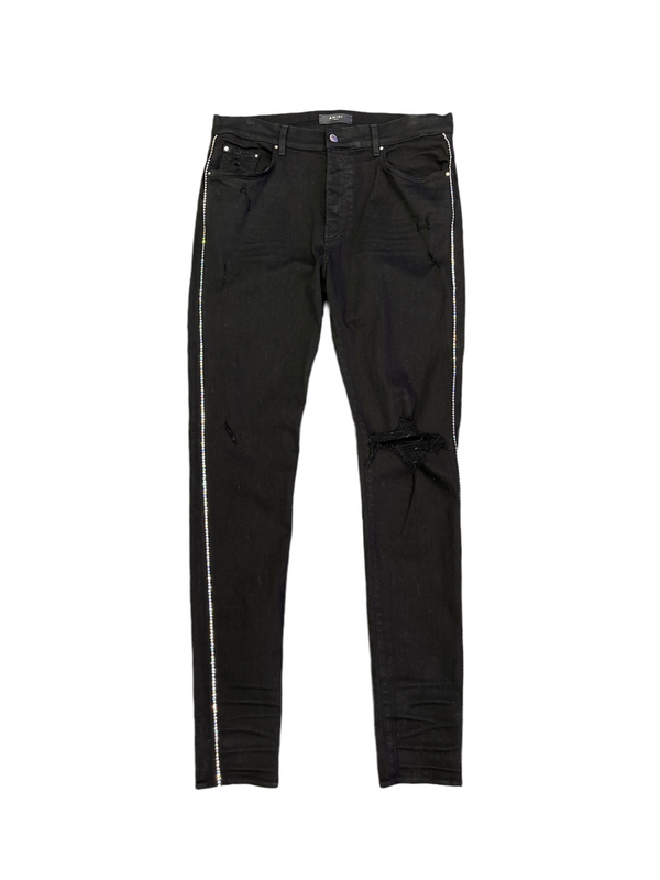 Amiri Crystal Track Jeans Black