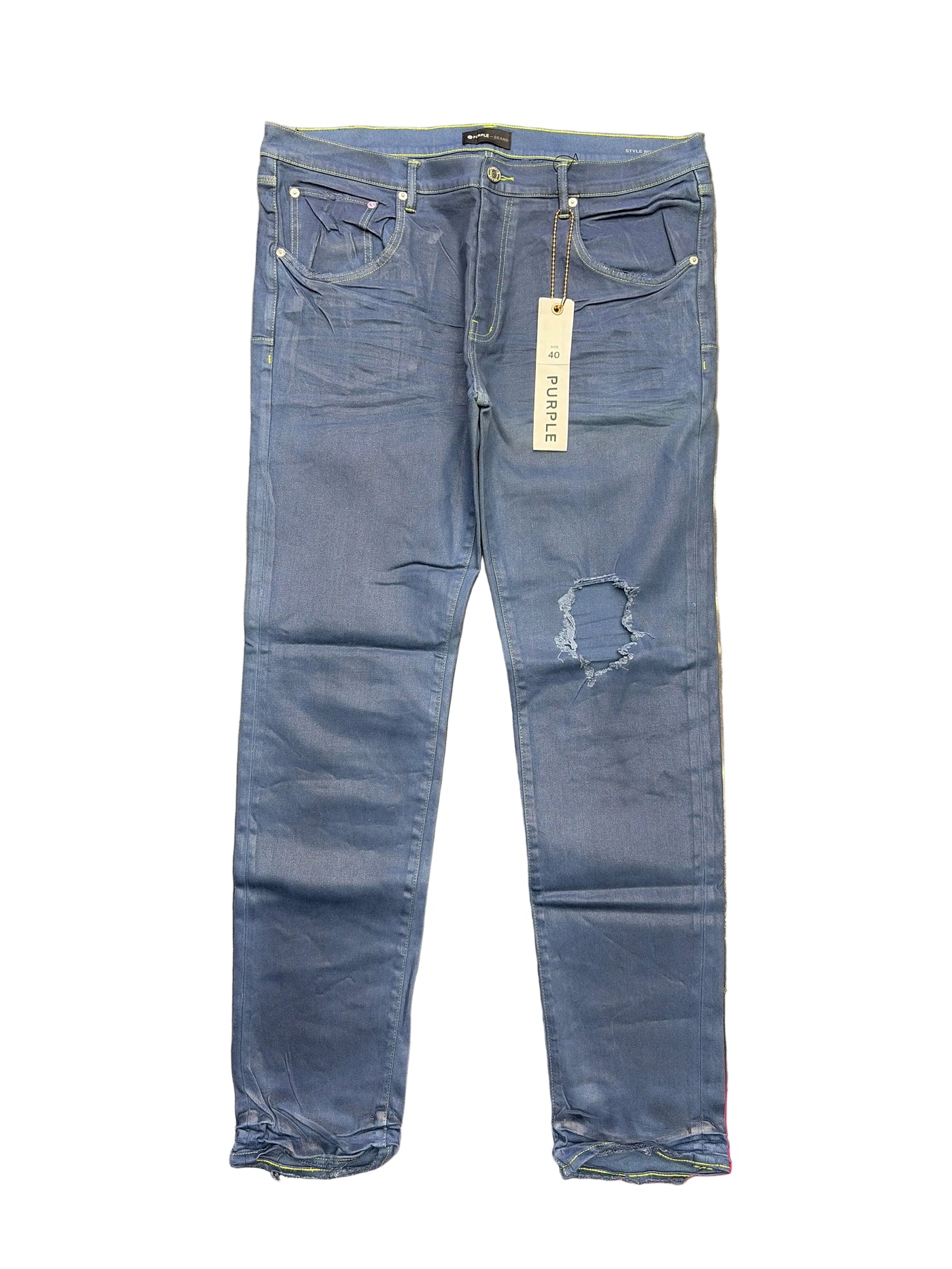 Purple Brand Deep Contrast Stitch Skinny Jeans Blue