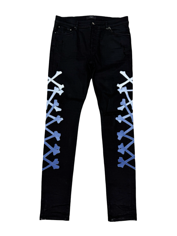 Amiri Blue Bones Applique Jeans Black