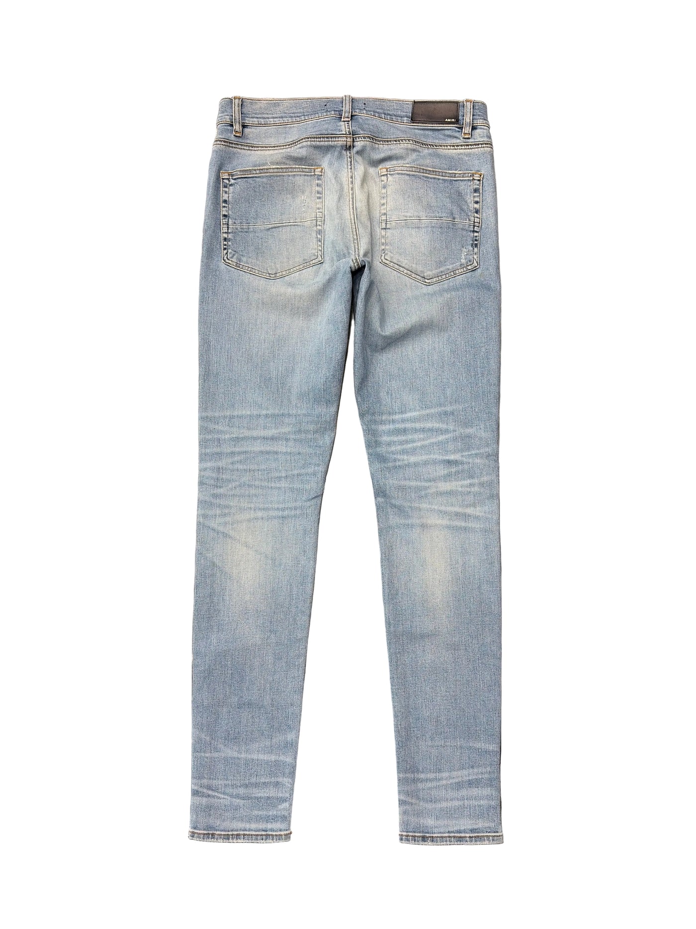 Amiri MX1 Black Leather Patch Jeans Clay Indigo
