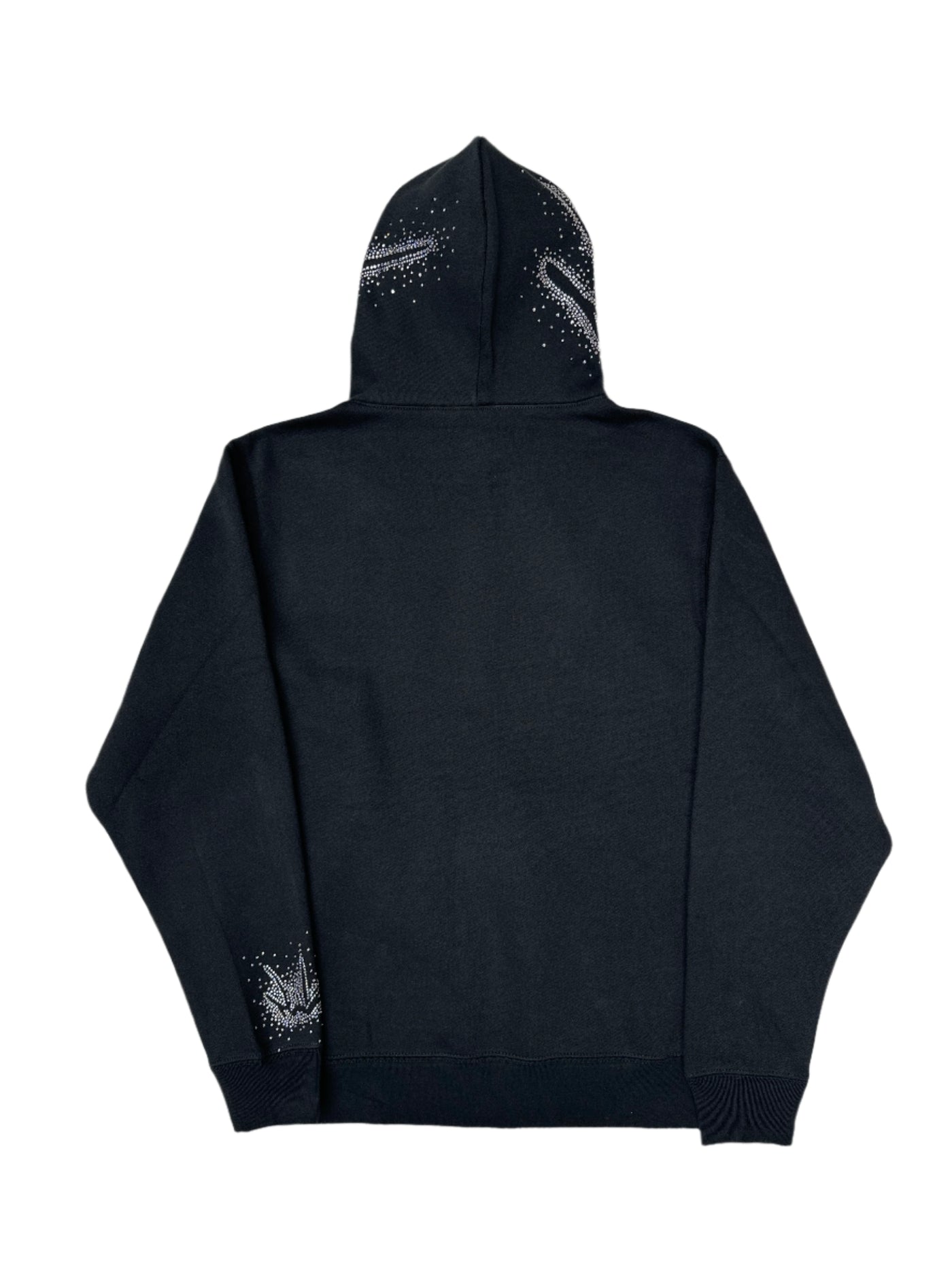 NewYrrk Black Pullover Small Logo Hoodie w/ White Crystals