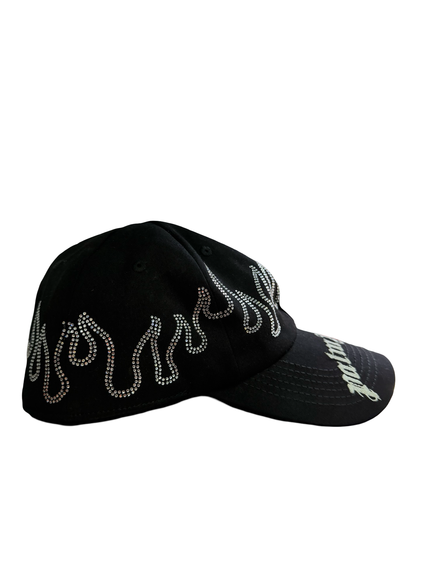 Palm Angels Rhinestone Flame Logo Baseball Cap