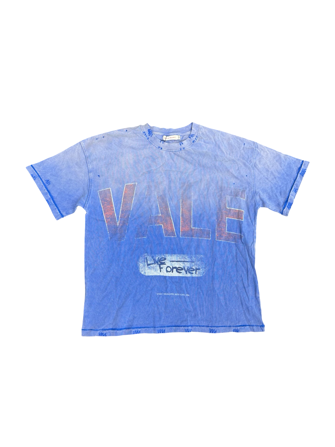 Vale Live Forever Washed Blue T Shirt